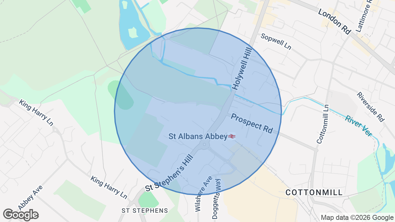 Map of the area around the home in Abbey, St Albans