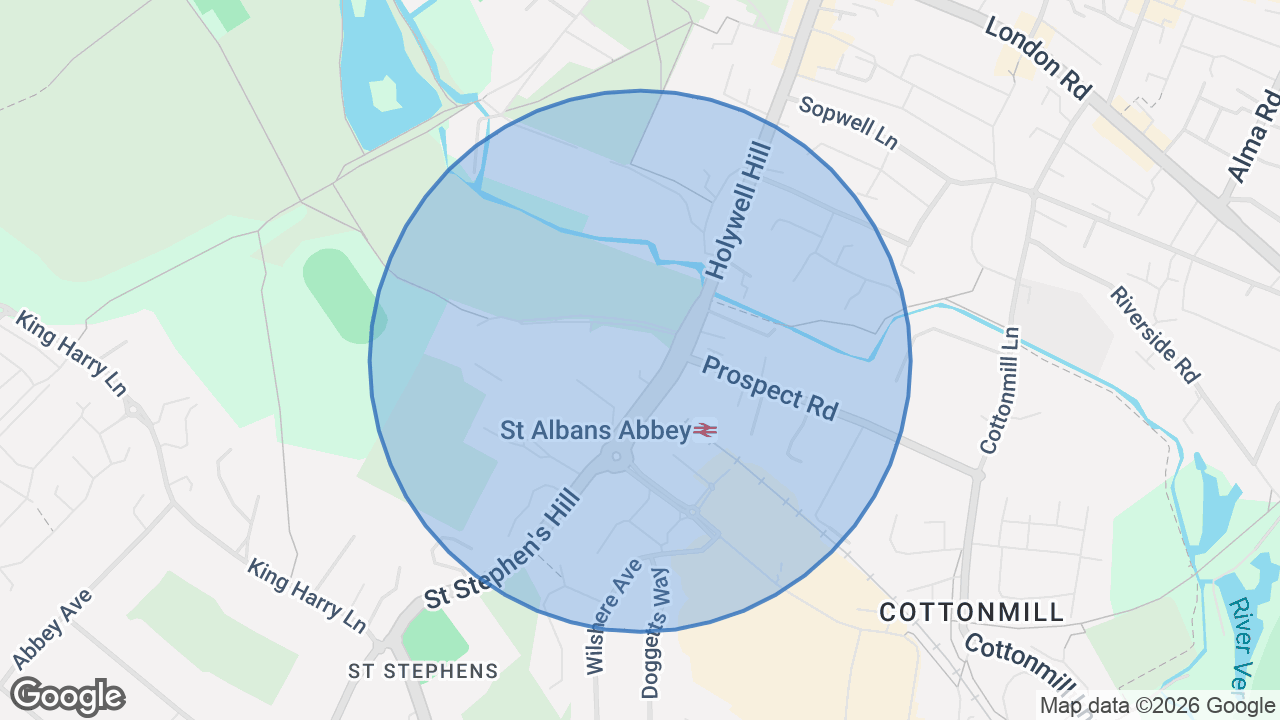 Map of the area around the home in Abbey, St Albans