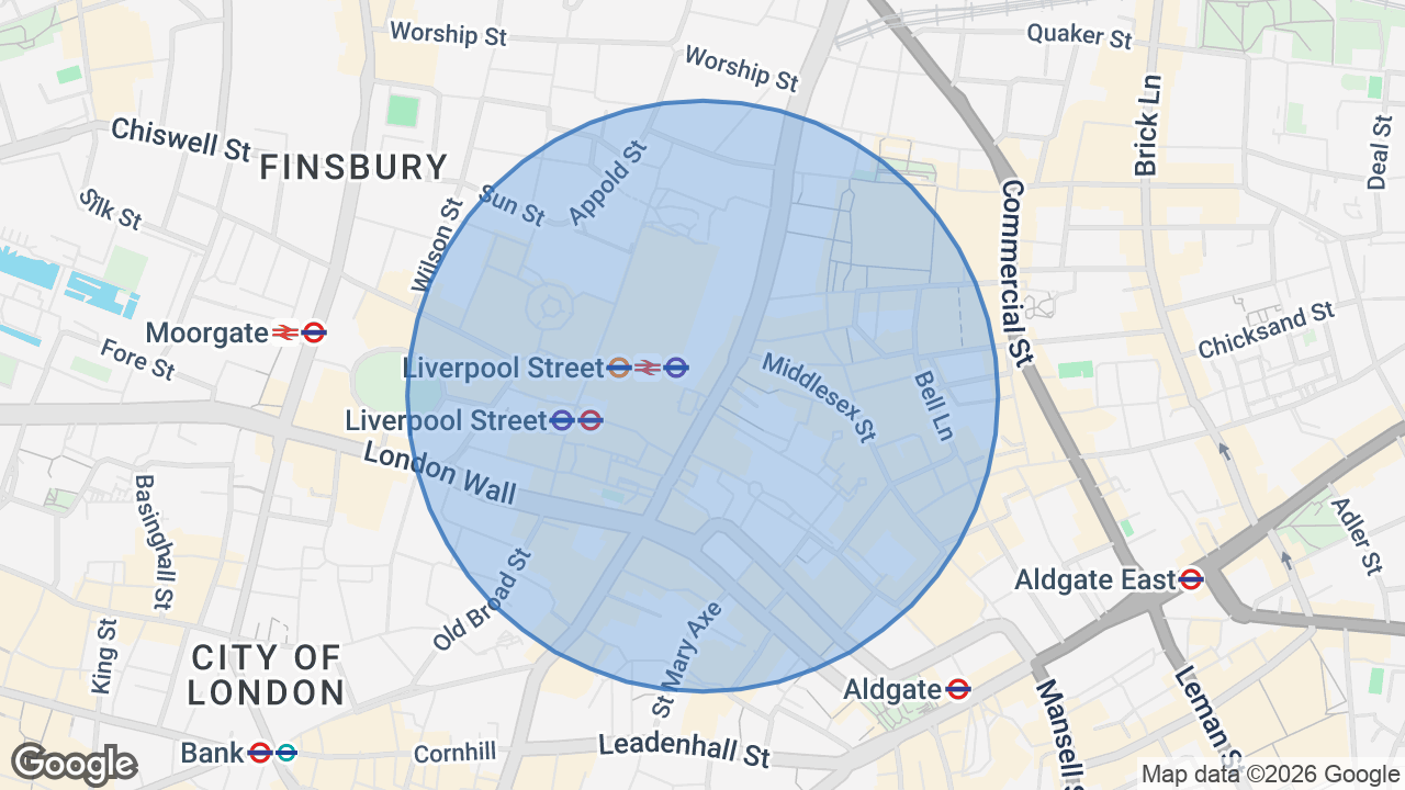 Map of the area around the home in City of London, London