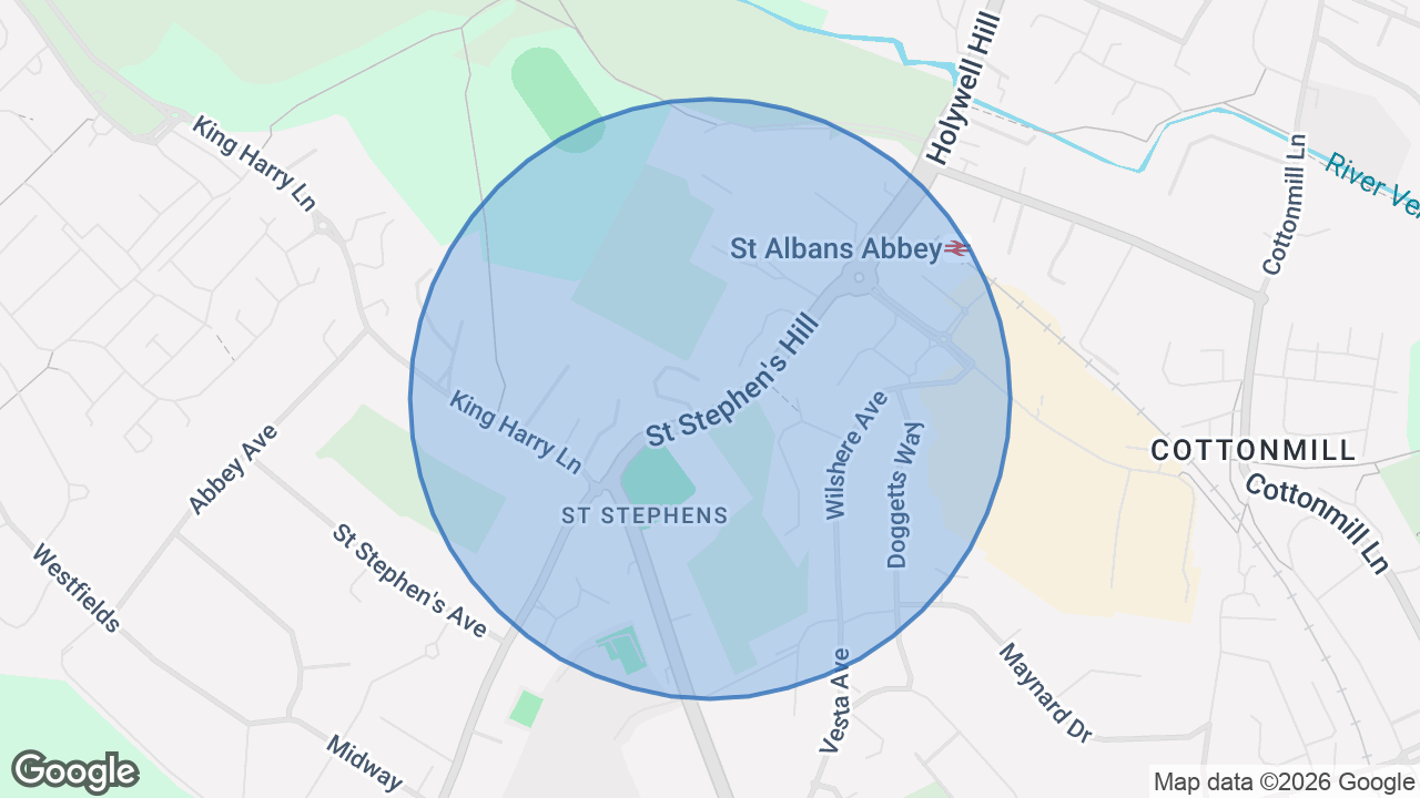 Map of the area around the home in Abbey, St Albans