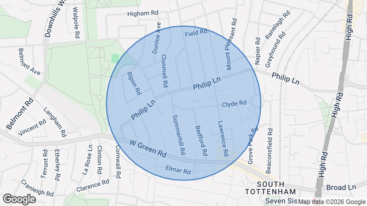 Map of the area around the home in Seven Sisters, London