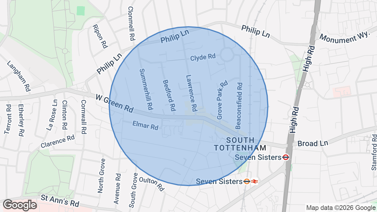 Map of the area around the home in Seven Sisters, London