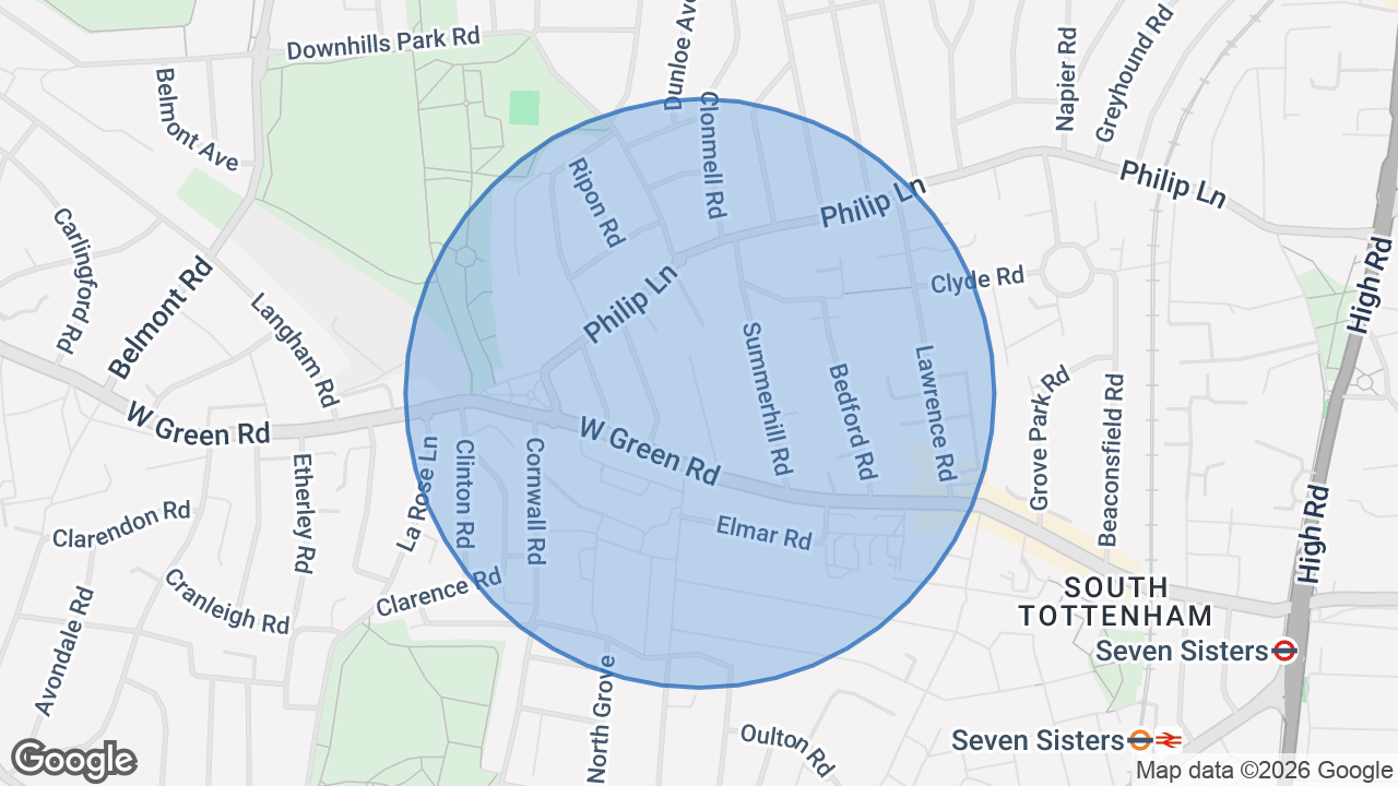 Map of the area around the home in Seven Sisters, London