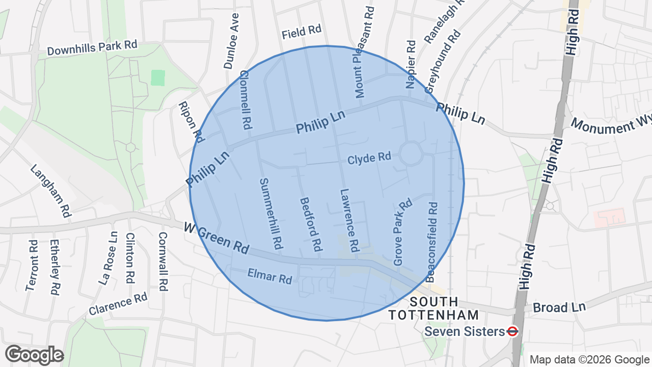 Map of the area around the home in Seven Sisters, London