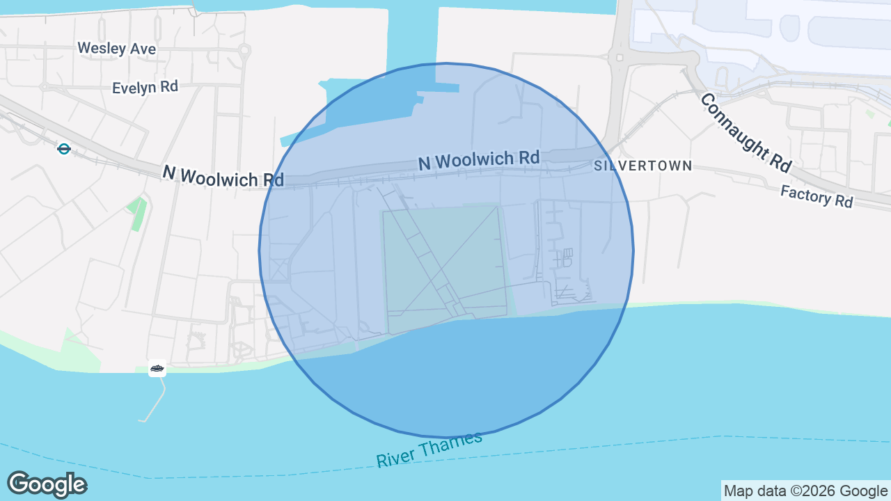 Map of the area around the home in Silvertown, London