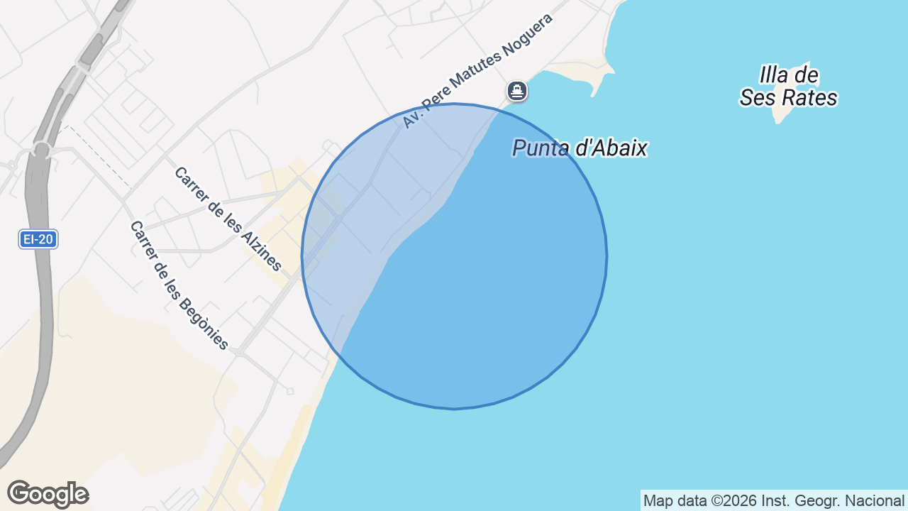 Map of the area around the home in Playa D'en Bossa, Ibiza