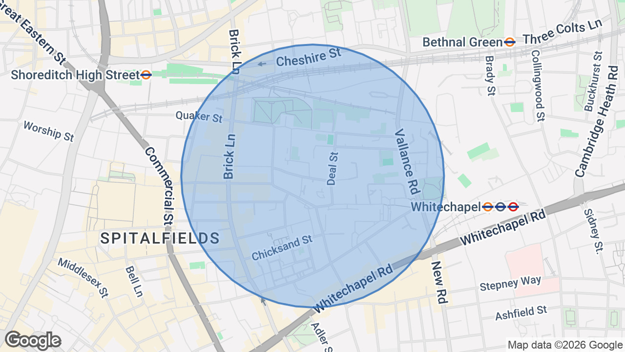 Map of the area around the home in Shoreditch, London