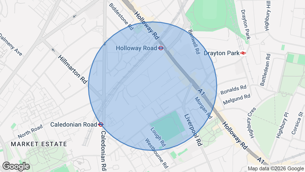 Map of the area around the home in Islington, London