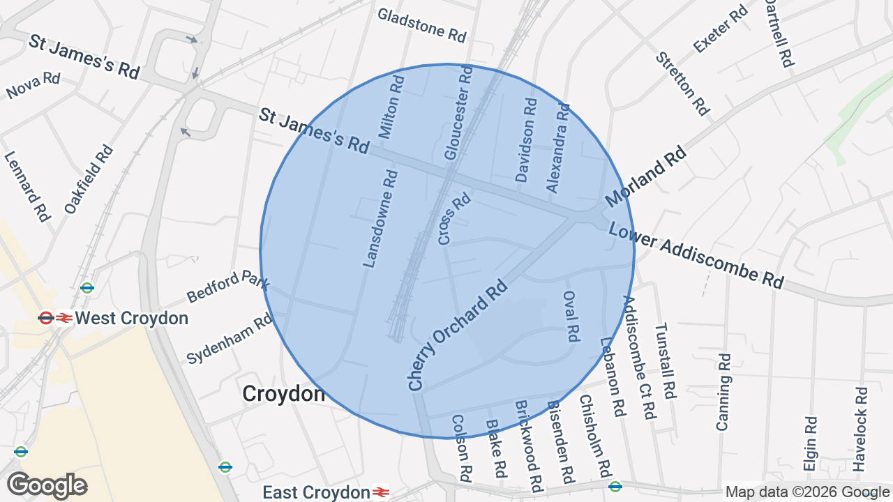 Map of the area around the home in Croydon, London