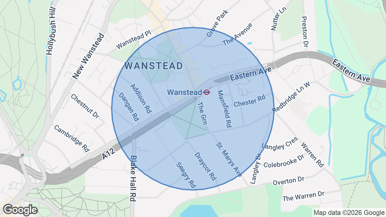 Map of the area around the home in Wanstead, London