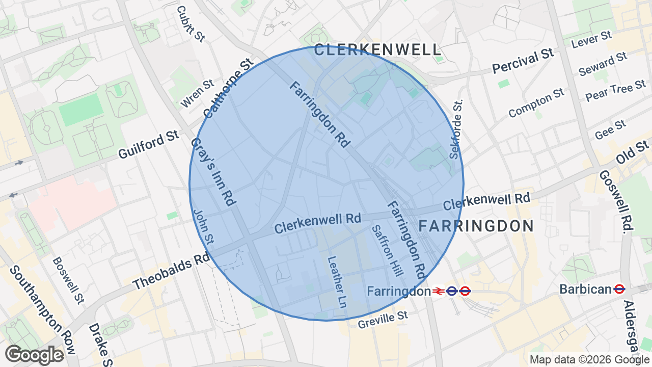 Map of the area around the home in Farringdon, London