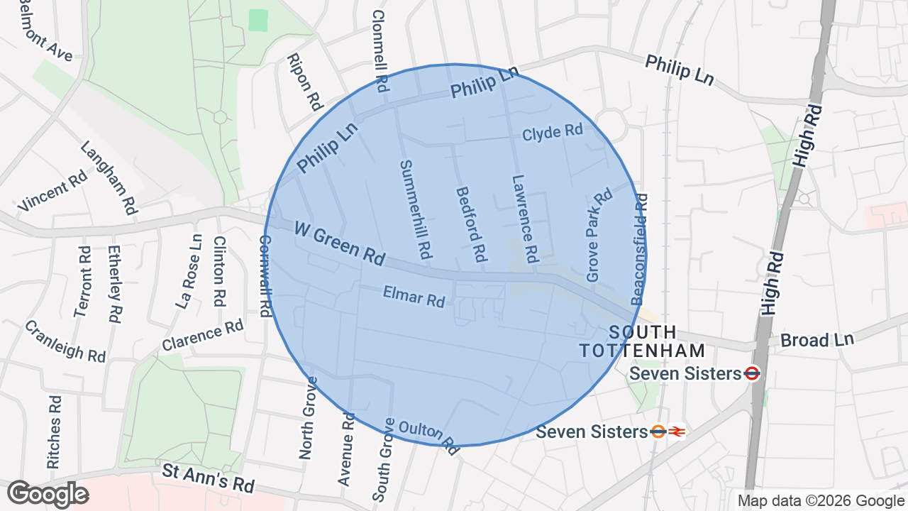 Map of the area around the home in Seven Sisters, London