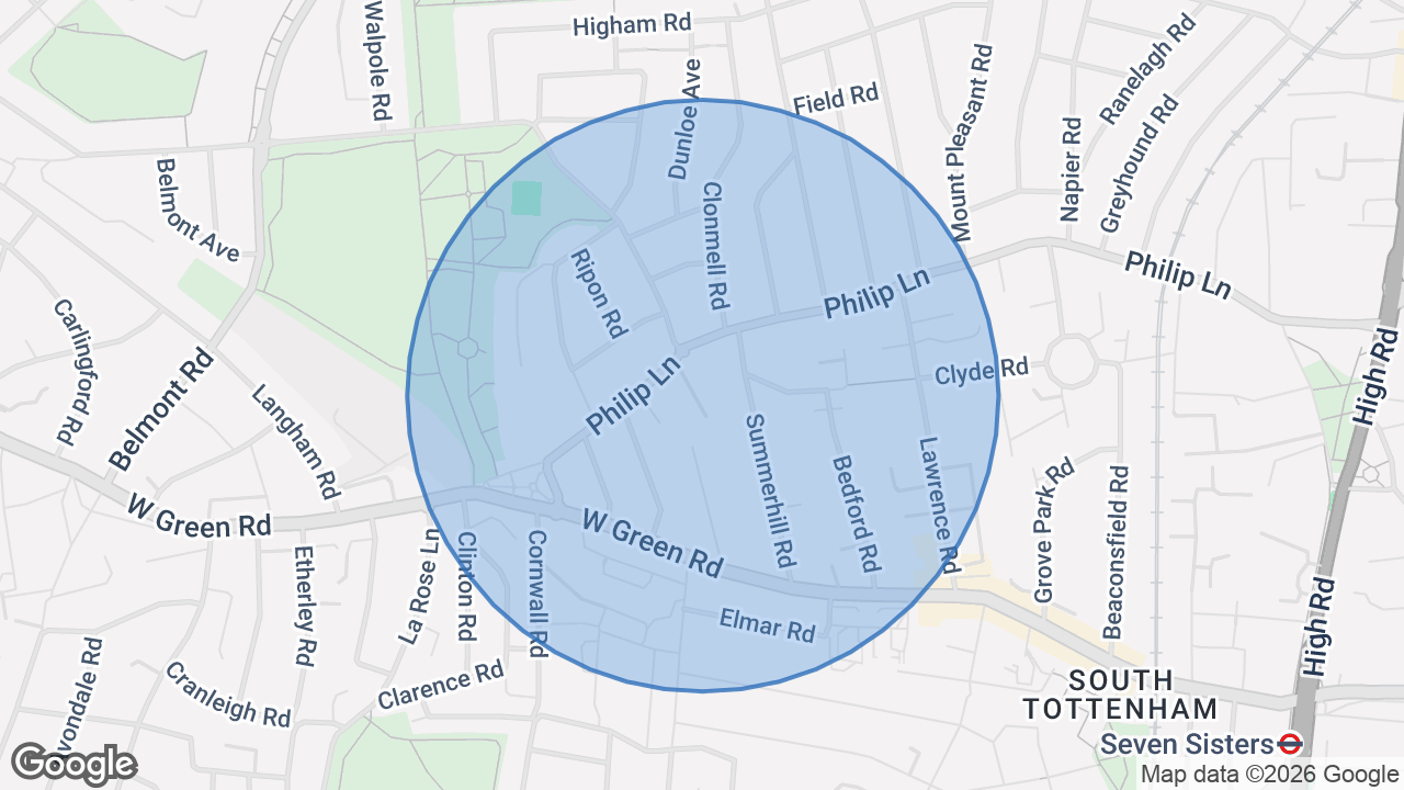 Map of the area around the home in Seven Sisters, London