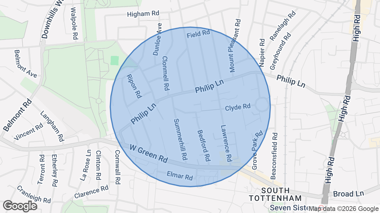 Map of the area around the home in Seven Sisters, London