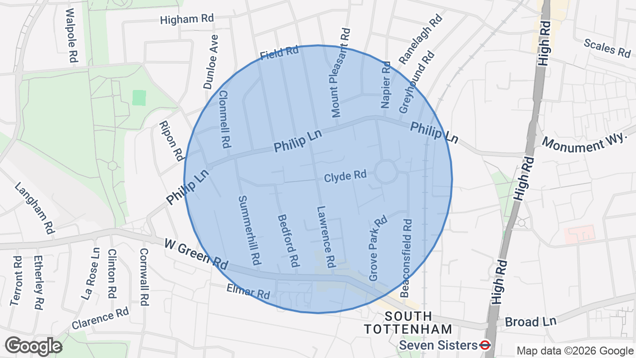 Map of the area around the home in Seven Sisters, London